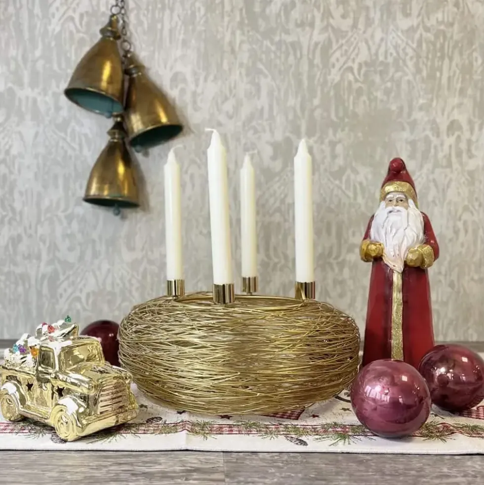 Adventskranz gold MATTEO Durchmesser 30 cm