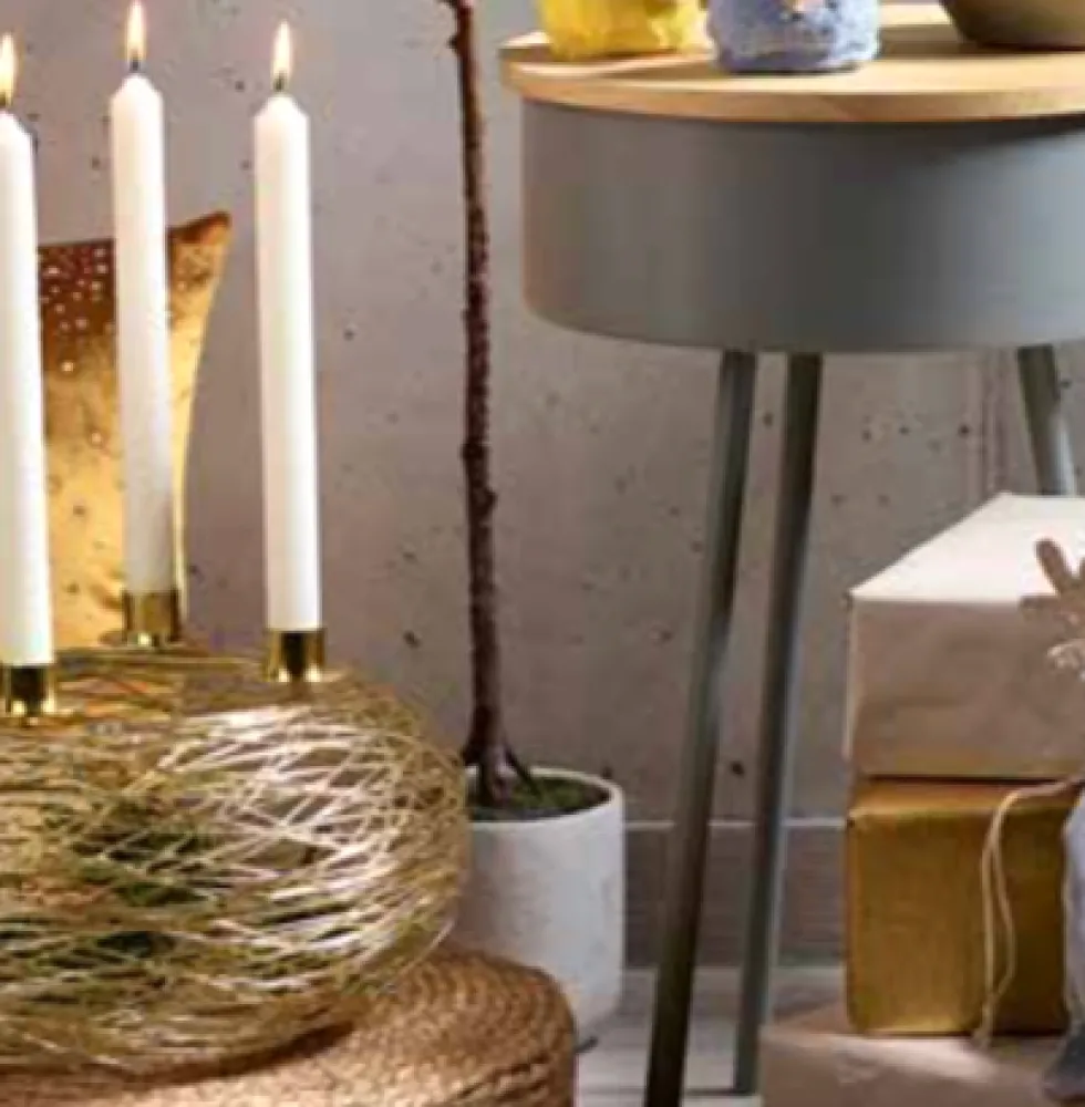 Adventskranz gold MATTEO Durchmesser 30 cm