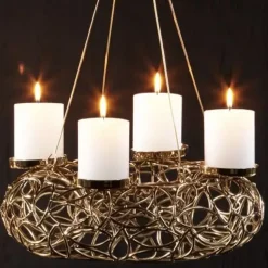 Adventskranz hängend gold Lomas Kaheku 36 cm