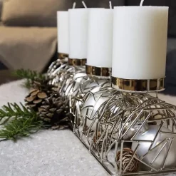 Adventskranz länglich Milano vernickelt Edzard 44 cm