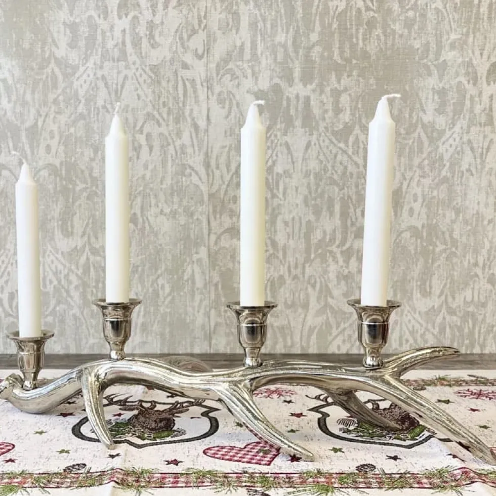 Adventskranz länglich silber ALDAN Kaheku L 46 cm