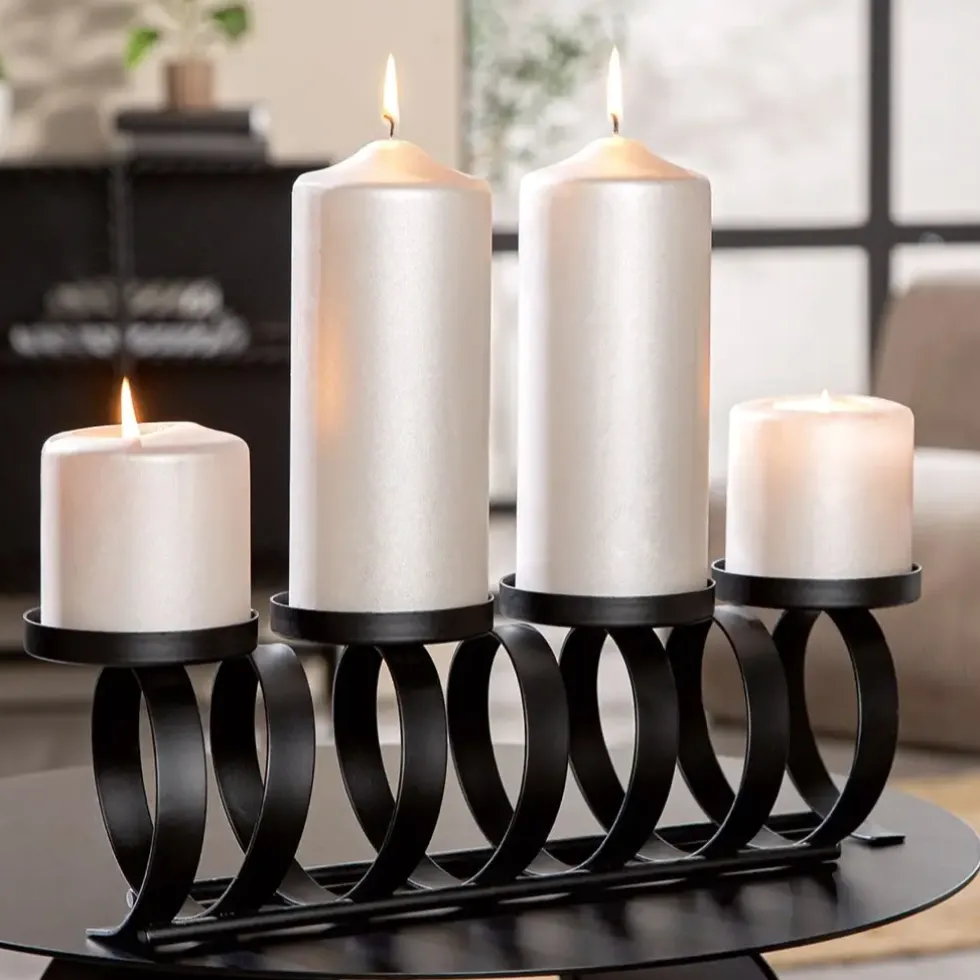 Adventskranz länglich Twirl schwarz Länge 41 cm