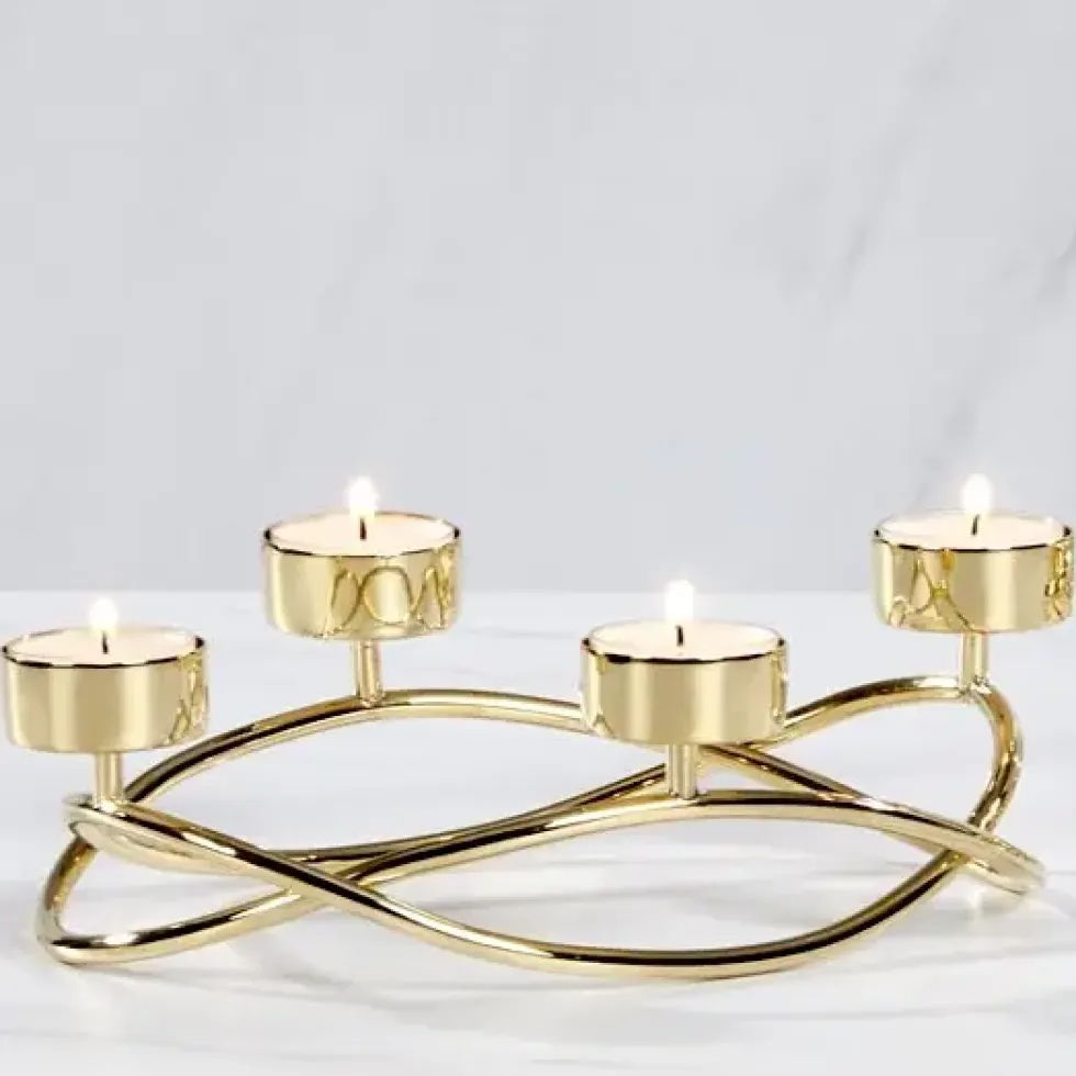 Adventskranz mit Teelichthalter gold Crowne Kaheku 25 cm