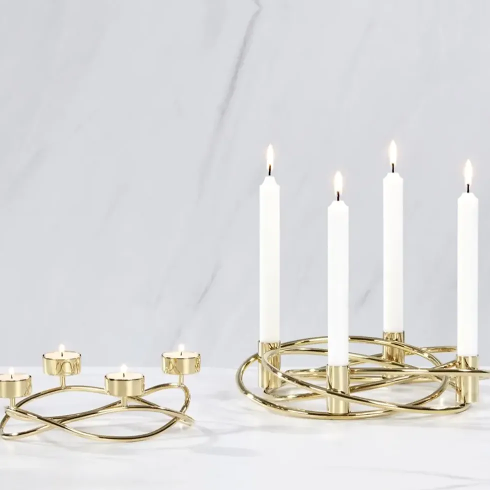 Adventskranz mit Teelichthalter gold Crowne Kaheku 25 cm