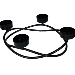 Adventskranz mit Teelichthalter schwarz Smog Kaheku 16 cm