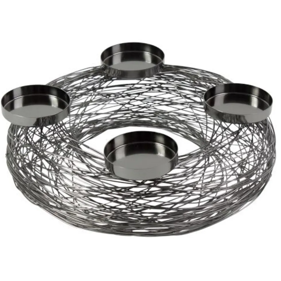 Adventskranz modern TANGLE Titanoptik Werner Voß Durchmesser 37 cm