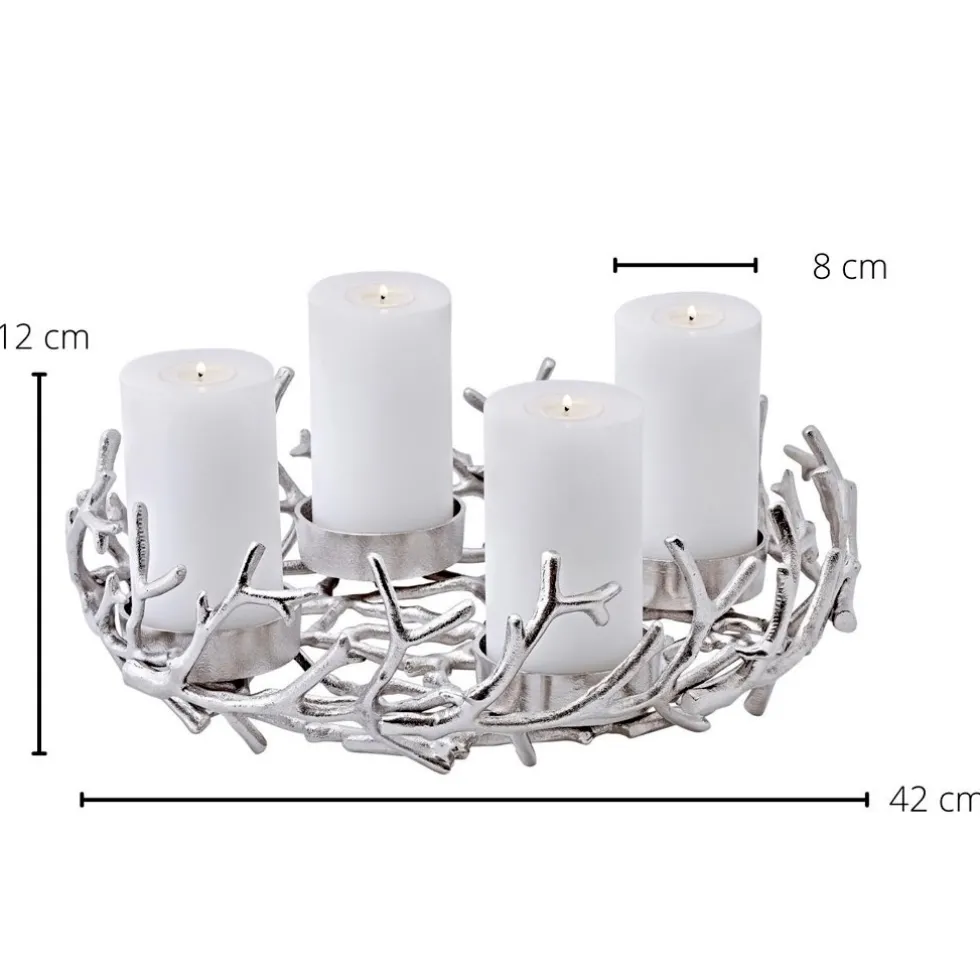Adventskranz PORUS Edzard silber | Ø 42 cm