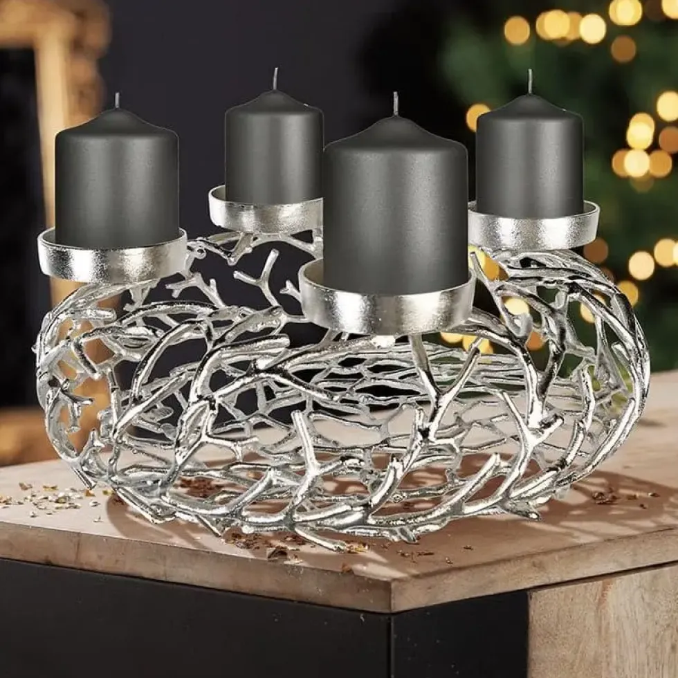 Adventskranz TWIGS Casablanca silber Durchmesser 56 cm