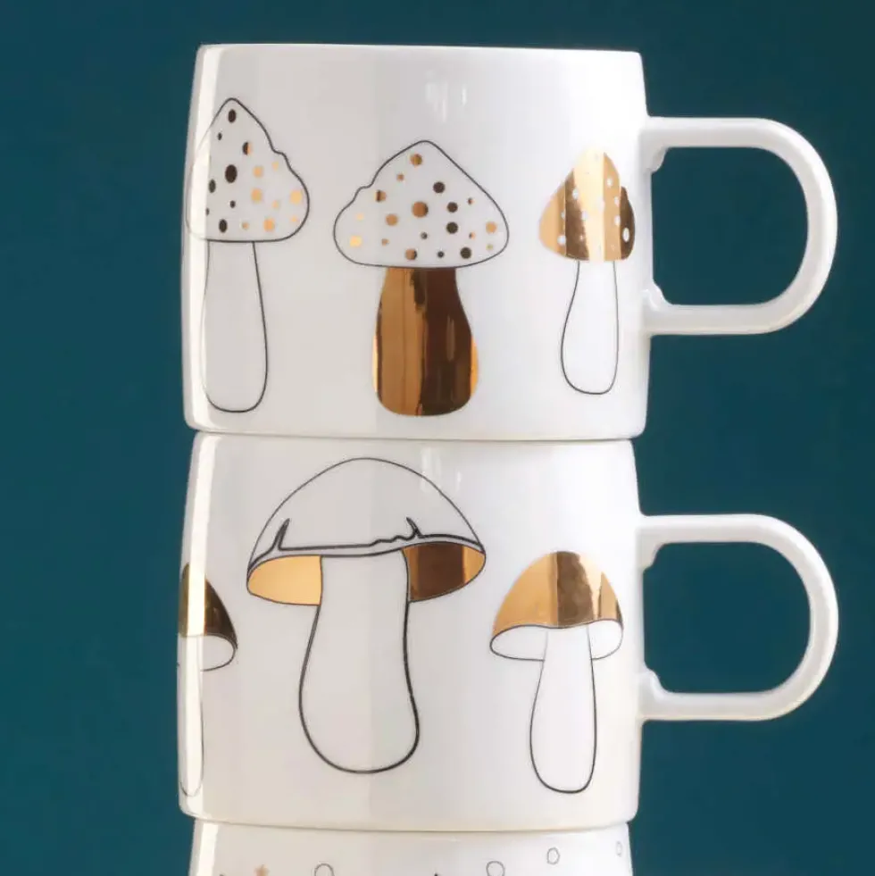 Asa Tasse weiß Pilzmotiv gold 350 ml