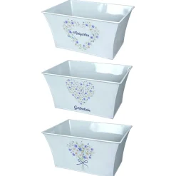 Übertopf Metall Deko eckig 3er Set Breite 22 cm