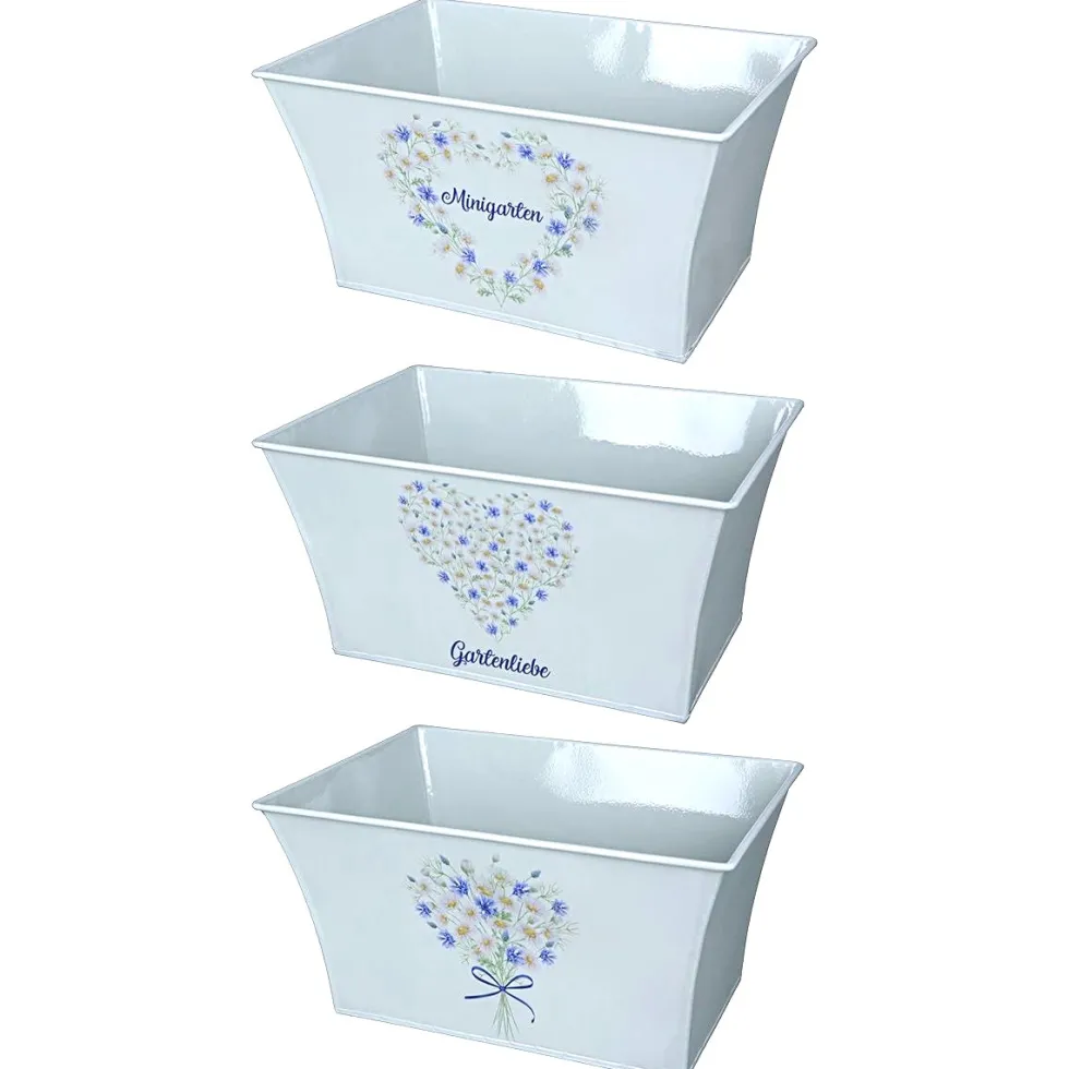 Übertopf Metall Deko eckig 3er Set Breite 22 cm