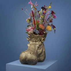 Übertopf Nilpferd gold Patty Werner Voß Höhe 39 cm