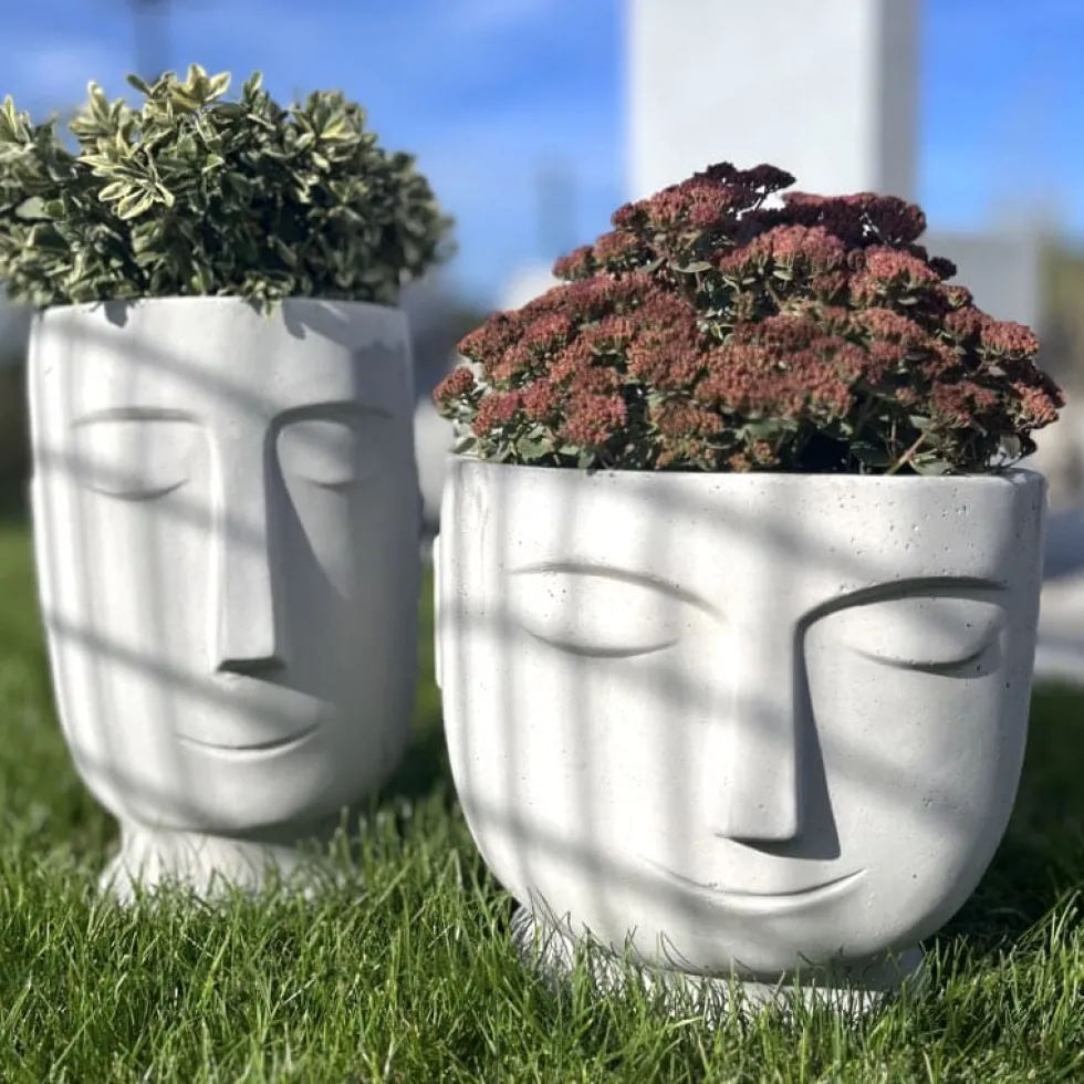 Beton Blumentopf Gesicht Manfred Höhe 34 cm