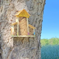 Bienenhotel groß mit Anbau mit Lamellendach Vogelvilla Höhe 34 cm