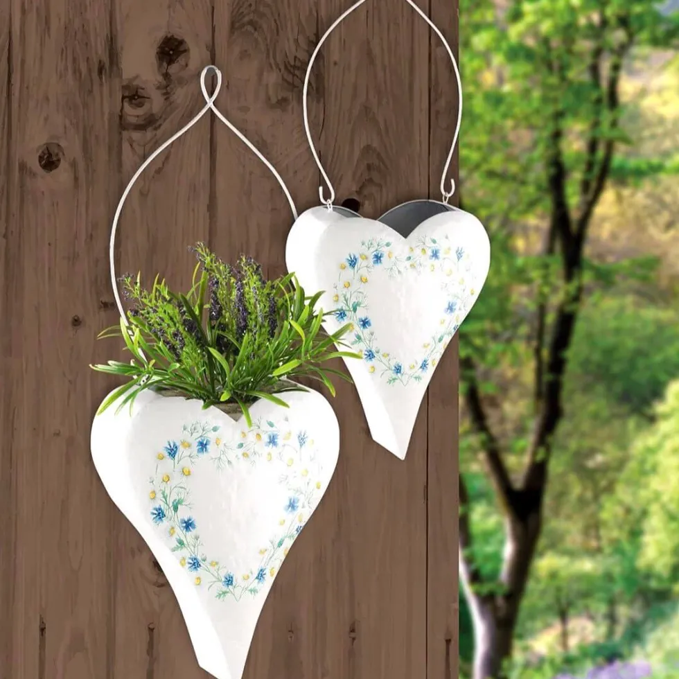 Blumenampel Hängetopf Metall Wildblumen Herzform