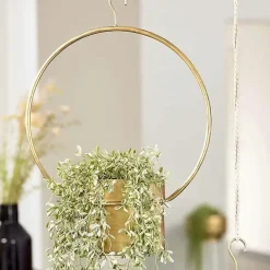 Blumenampel Metall gold