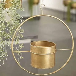 Blumenampel Metall gold