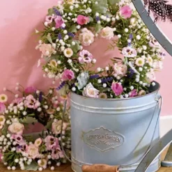 Blumenkranz Seidenblüten Stiefmütterchen rosa 30 cm