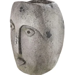 Blumentopf Gesicht Folto grau braun