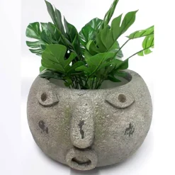 Blumentopf Gesicht Folto grau braun