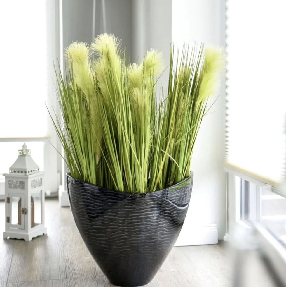 Blumentopf groß Amina Hochglanz schwarz H 35 cm