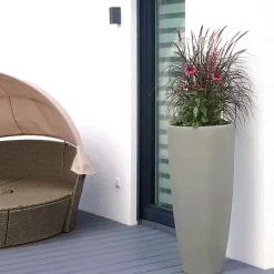Bodenvase beige Cecile Steinoptik Höhe 100 cm