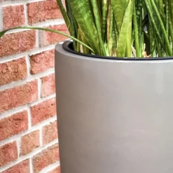 Bodenvase beige Cecile Steinoptik Höhe 100 cm