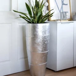 Bodenvase Camille Hochglanz silber Höhe 80 cm