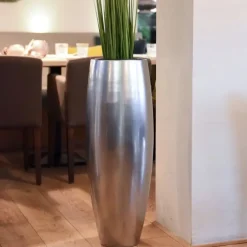 Bodenvase Cara Hochglanz silber metallic H 100 cm