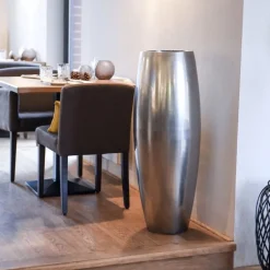 Bodenvase Cara Hochglanz silber metallic H 100 cm