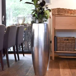 Bodenvase Cara Hochglanz silber metallic H 100 cm