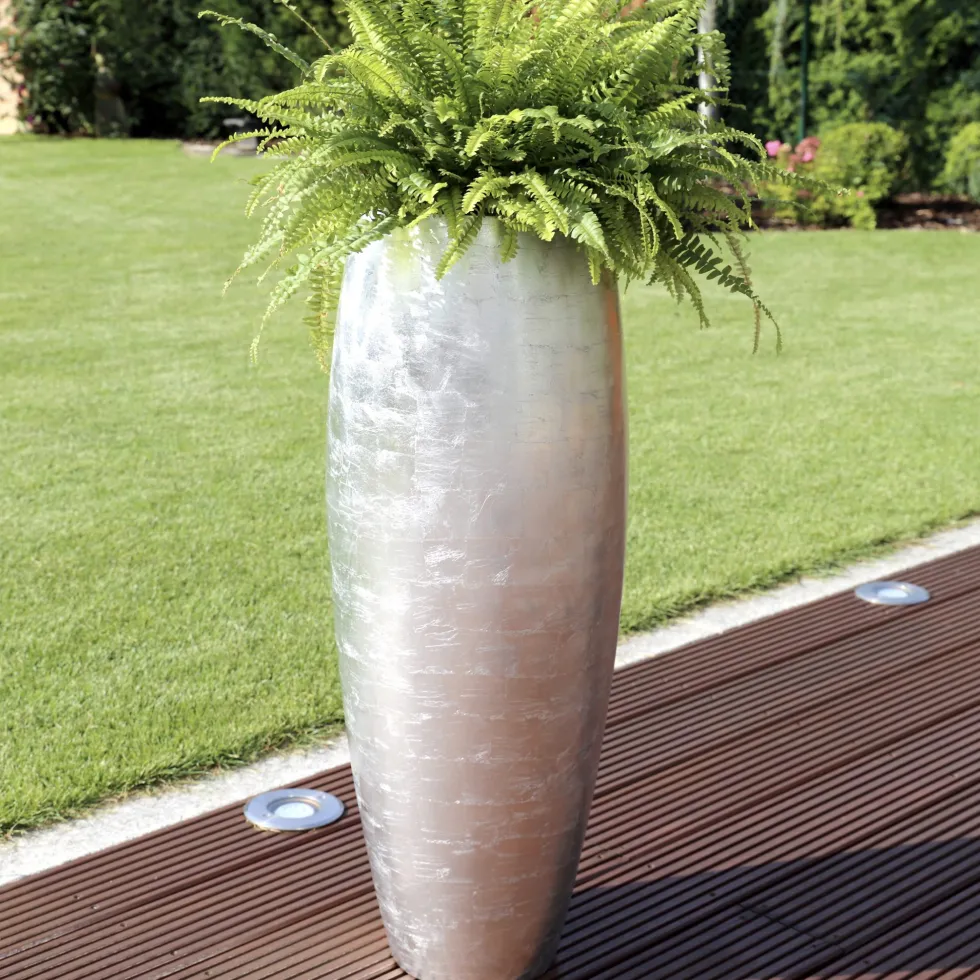 Bodenvase Cara Hochglanz silber Höhe 116 cm