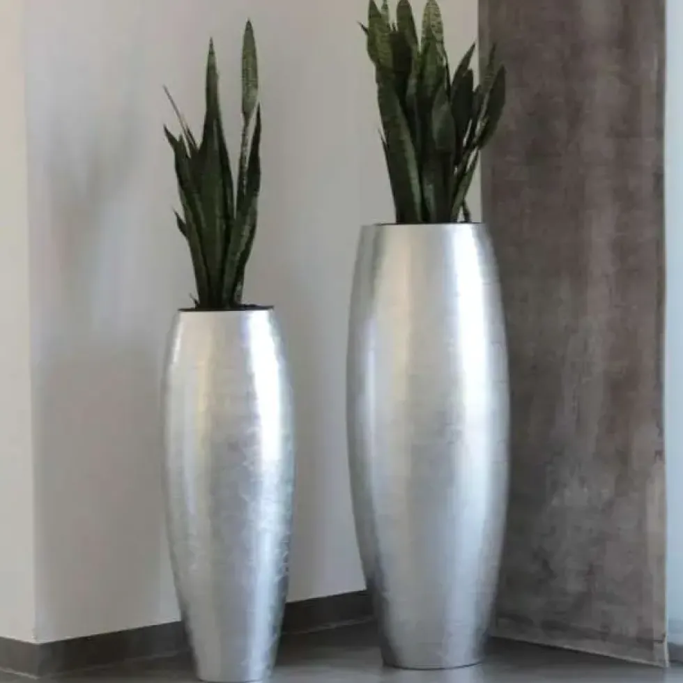 Bodenvase Cara Hochglanz silber Höhe 116 cm