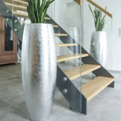 Bodenvase Cara Hochglanz silber Höhe 116 cm