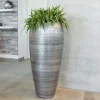 Bodenvase Caroline Hochglanz silber schwarz H 100 cm