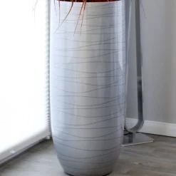 Bodenvase Cassandra Hochglanz silber Höhe 95 cm