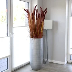 Bodenvase Cassandra Hochglanz silber Höhe 95 cm