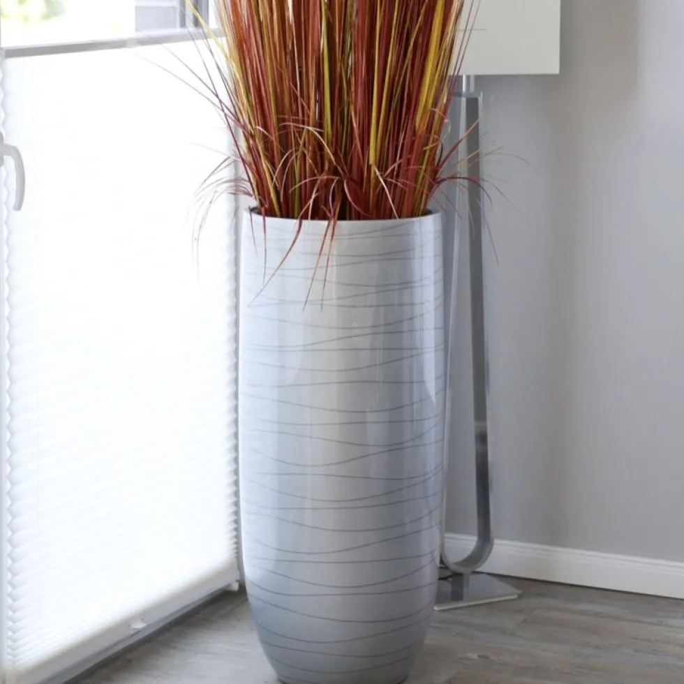 Bodenvase Cassandra Hochglanz silber Höhe 95 cm