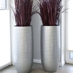 Bodenvase Cassandra Hochglanz silber Höhe 95 cm