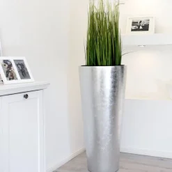 Bodenvase Ciara Hochglanz silber Höhe 100 cm