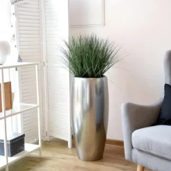 Bodenvase Claris silber metallic Hochglanz Höhe 80 cm