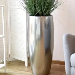 Bodenvase Claris silber metallic Hochglanz Höhe 80 cm