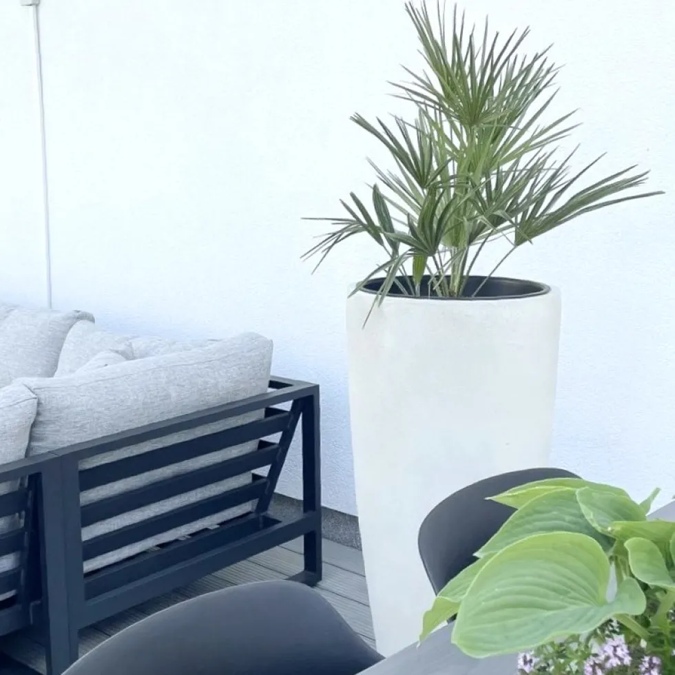 Bodenvase 100 cm Cecile creme Steinoptik