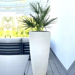 Bodenvase 100 cm Cecile creme Steinoptik