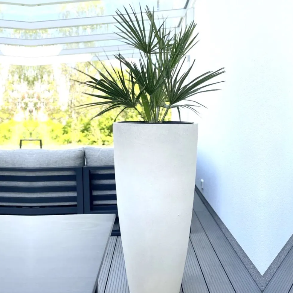 Bodenvase 100 cm Cecile creme Steinoptik