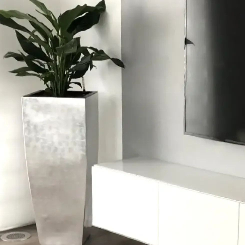 Bodenvase Coleen Hochglanz silber Höhe 100 cm