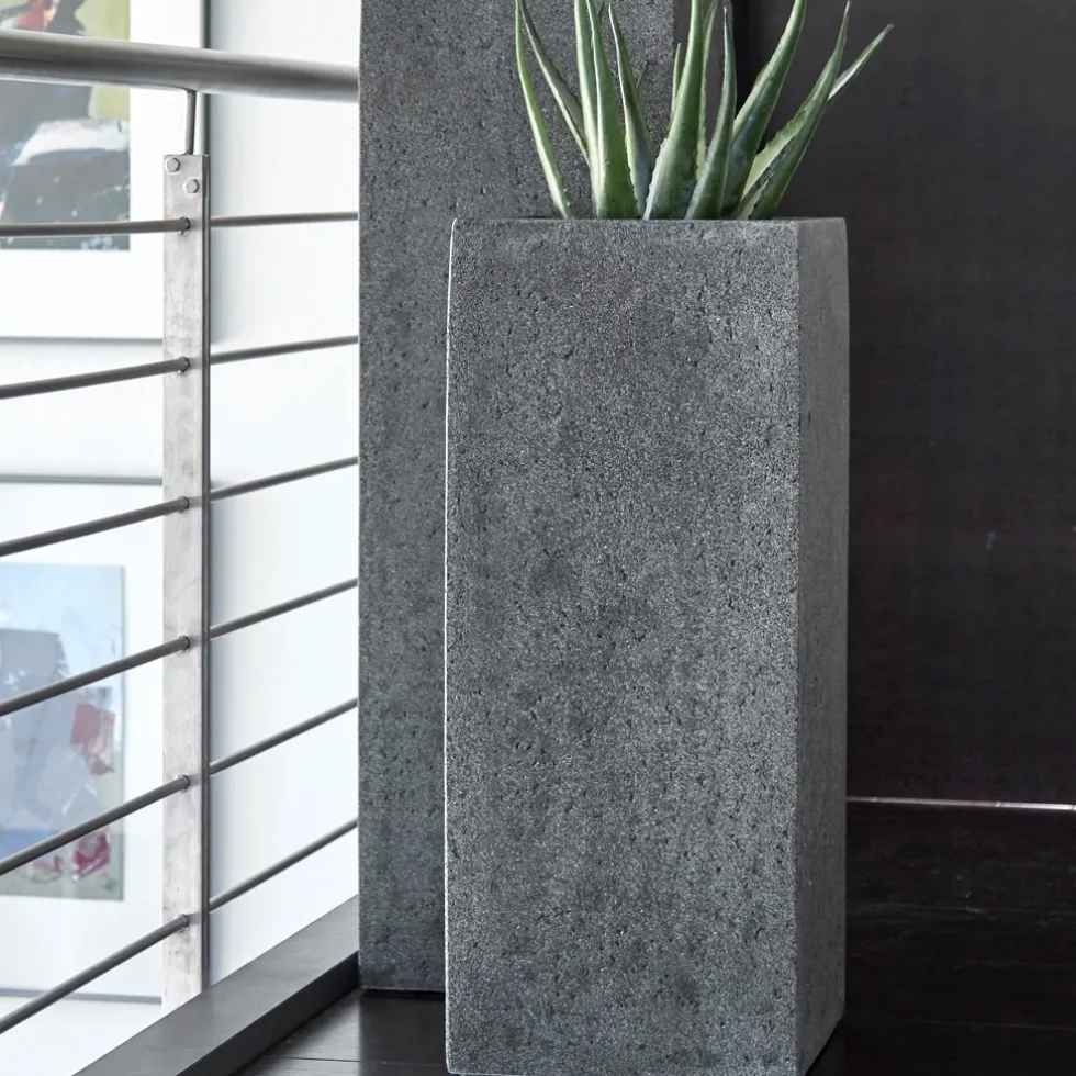 Bodenvase Dekosäule groß steingrau Aria Höhe 97 cm