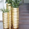 Bodenvase Harmony gold Wellenstruktur