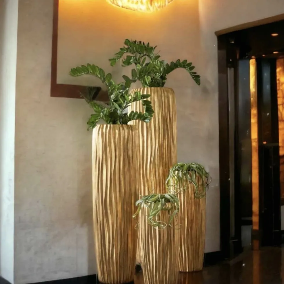 Bodenvase Harmony maxi gold Wellenstruktur