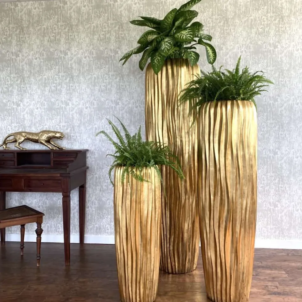 Bodenvase Harmony maxi gold Wellenstruktur
